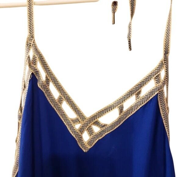 Re:Named Maxi Dress with Pockets Halter Top Royal Renamed Blue Small - Picture 4 of 5